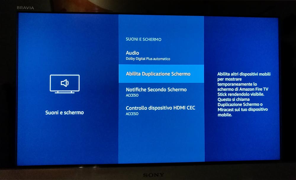 Amazon Fire TV duplicazione schermo Amazon Fire TV duplicazione schermo
