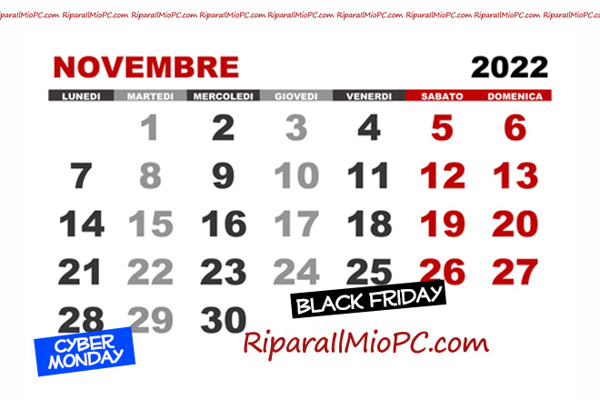 Calendario Black Friday e Cyber Monday 2026