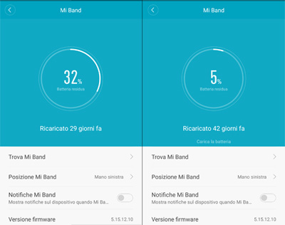 Xiaomi Mi Band durata batteria